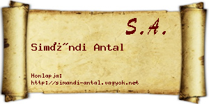 Simándi Antal névjegykártya